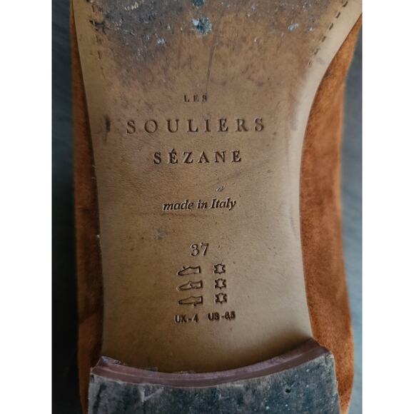 Sezane Les Souliers Brown Suede Flat Sling Back Open Toe Shoes Size 37 / US 6.5 - Picture 7 of 7